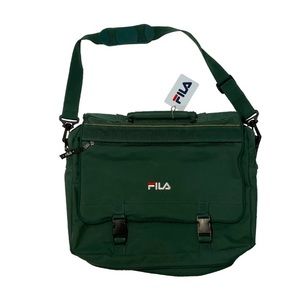 SOLD Vintage 90s FILA Messenger Laptop Travel Bag Green Nylon Shoulder Strap